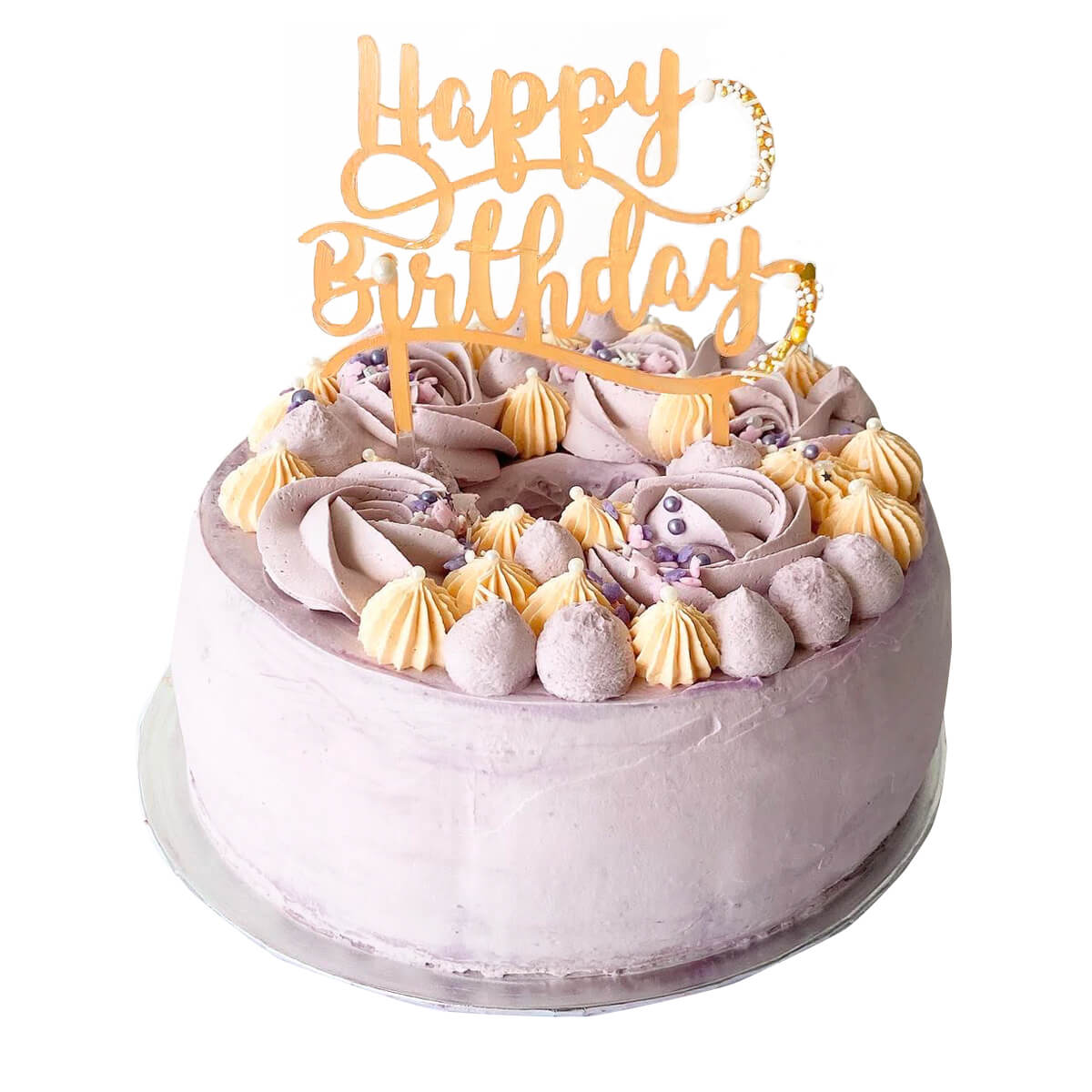 Image of a taro flavoured chiffon cake, 23cm or 9inch in diameter for 8 people